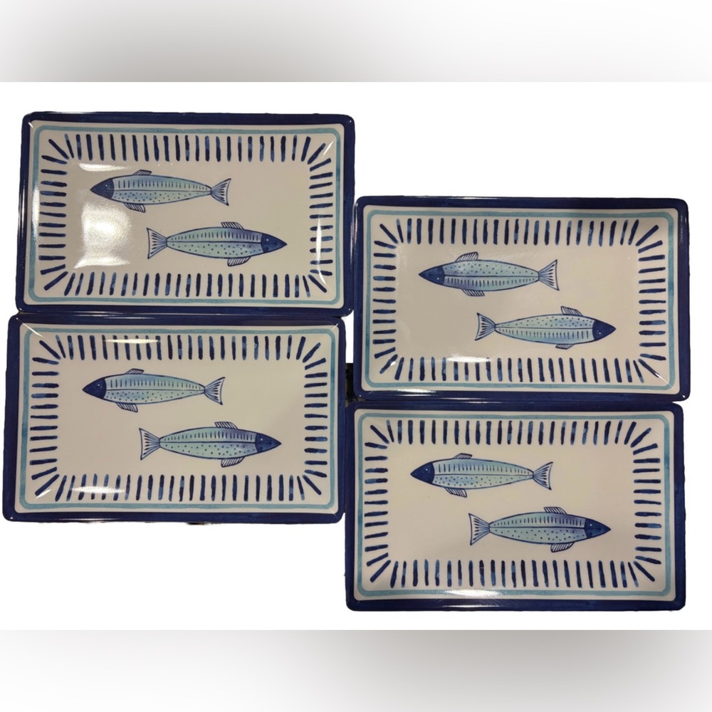 SIGRID OLSEN NWT 4pc melamine ‘Beach to bistro’ sardine appetizer plates